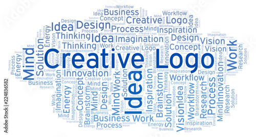 Creative Logo word cloud, made with text only.