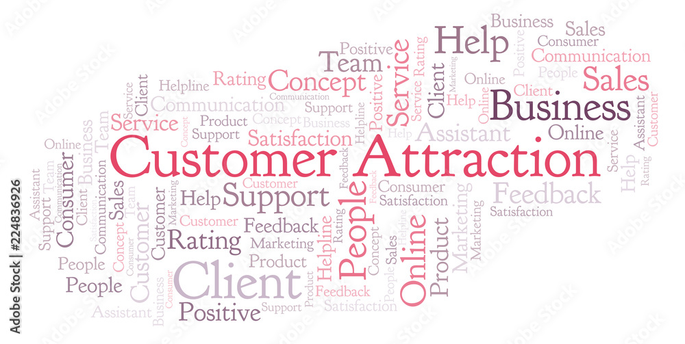 Obraz premium Customer Attraction word cloud.