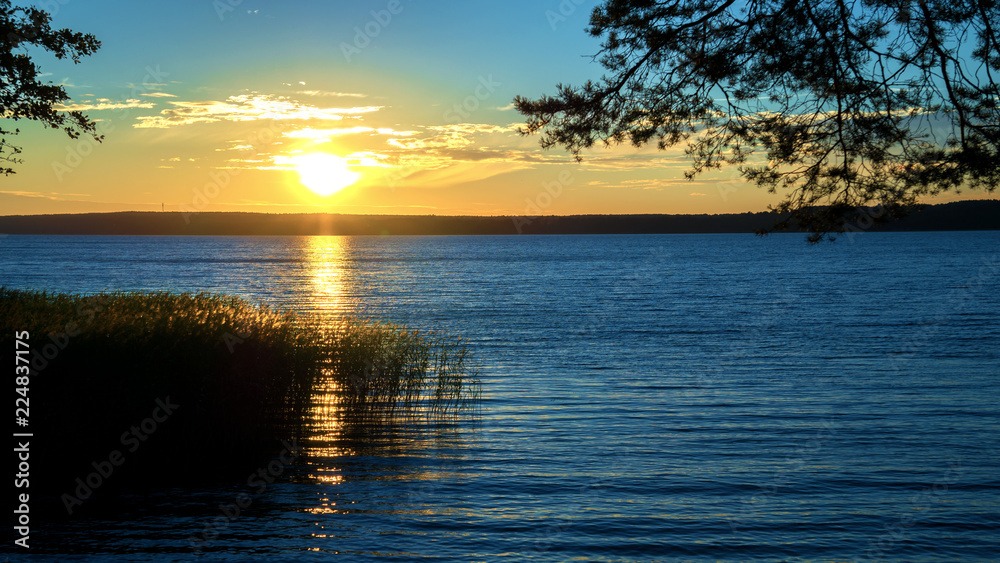 The background of the sunset over the lake The background of the sunset over the lake