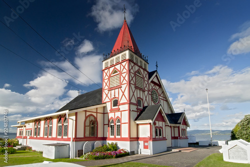 Saint Faiths Anglican Church, Ohinemutu Maori Village, Rotorua, North Island, New Zealand.