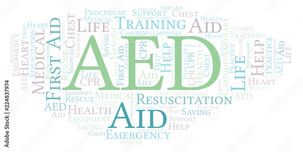 Fototapeta premium AED word cloud, made with text only.