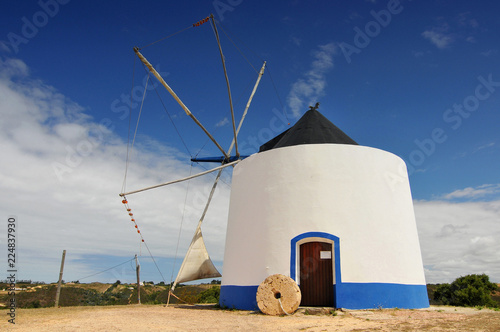 Traditional portuguese windmill near Odeceixe Aljezur, Portugal.
