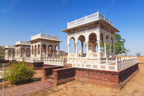 Four cenotaphs Jaswant Thada Jodhpur Rajasthan India.
