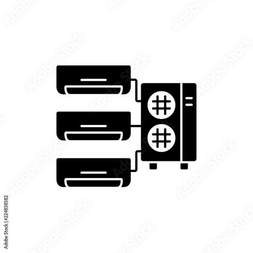Vector illustration of air conditioner. Multi-split system. Flat icon of heat regulation appliance. Climate equipment for home & office. Isolated on white background.