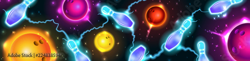 Murais de parede Bowling abstract background, space bowling pins and ball