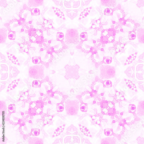 Pink seamless pattern. Artistic delicate soap bubb