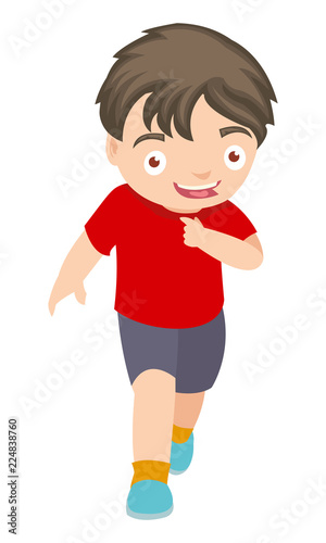 Happy little young boy running and playing © sisti