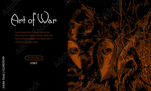 Battle of the Knights for your web design. Abstract battle web template. Internet template Vector illustration