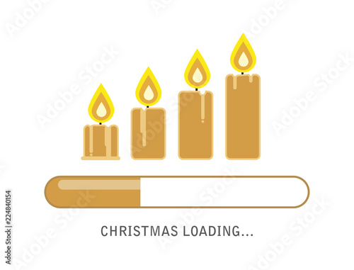 Ladebalken Weihnachten Vekror Illustration mit goldenen Adventskerzen auf weißem Grund