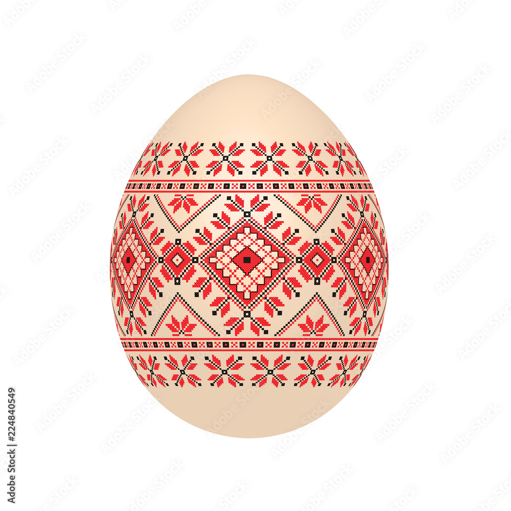 the easter egg with ukrainian cross-stitch ethnic pattern. pysanka ornament. isolated vector. the easter egg with ukrainian cross-stitch ethnic pattern. pysanka ornament. isolated vector.