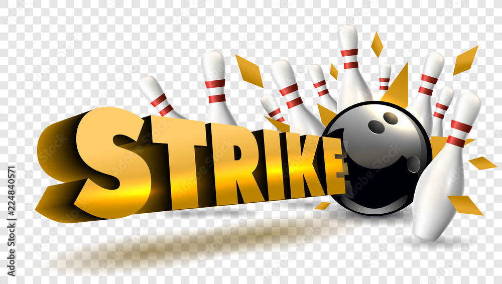 Bowling strike orange color. Vector clip art illustration. Stock Vector
