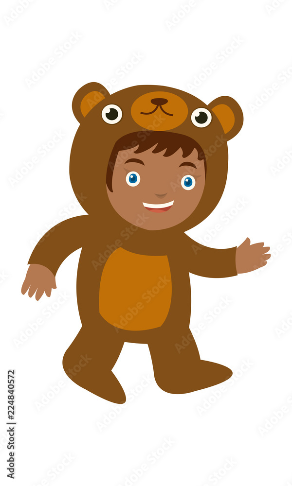 Obraz premium A african boy wearing bear costume at the carnival