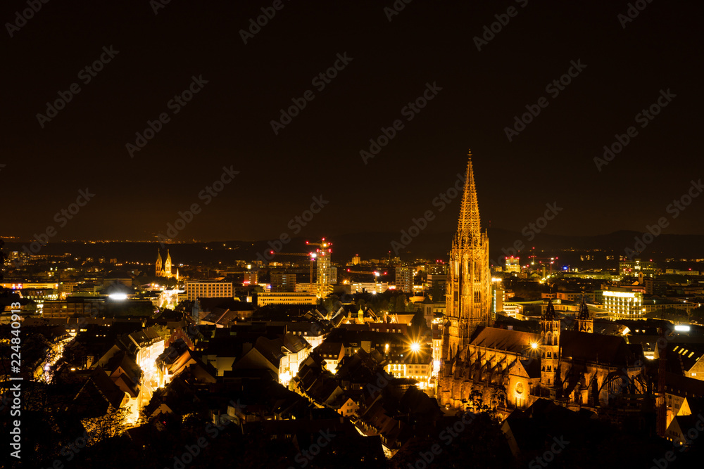 Germany, Magic lights over Freiburg im Breisgau in the night
