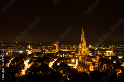 Germany, Magic lights over Freiburg im Breisgau in the night