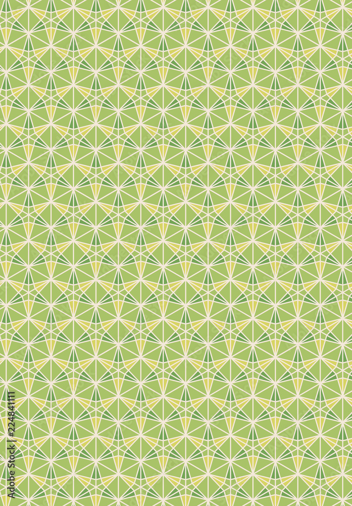 和柄背景 伝統模様 変わり桜亀甲模様 桜亀甲 縦 緑系 Stock Vector Adobe Stock
