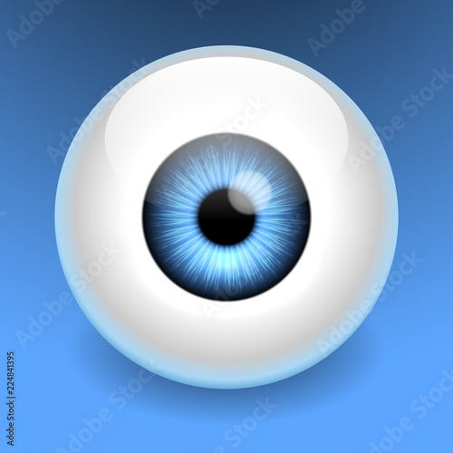 Realistic care blue eye vector logo design