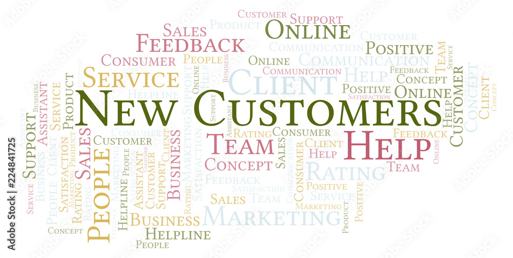 Fototapeta premium New Customers word cloud.