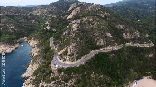 A twisty turn on a mountain road along the coast of Costa Brava. Spain