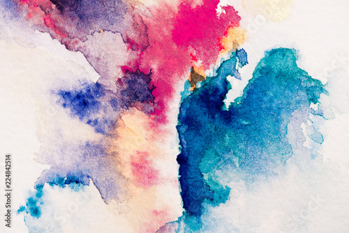 Fototapeta Naklejka Na Ścianę i Meble -  abstract painting with blue watercolor paint on white background