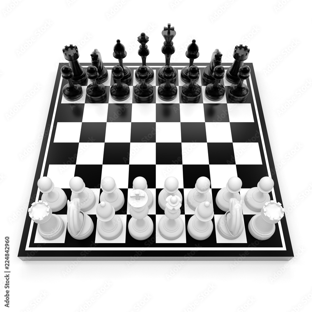 Concept Of Board Games Chess Fights Isolated On White Background 3d  Rendering Stock Illustration - Download Image Now - iStock