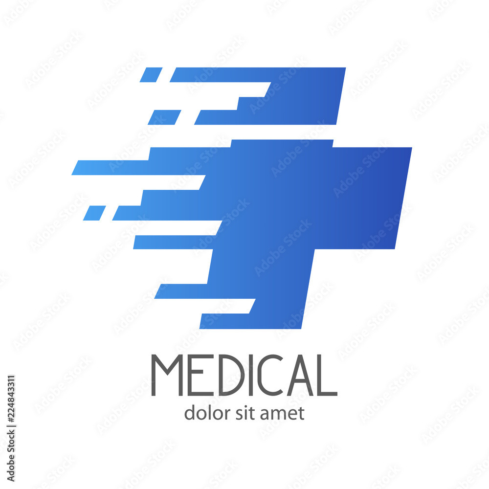 Logotipo MEDICAL con cruz estilo FAST en azul