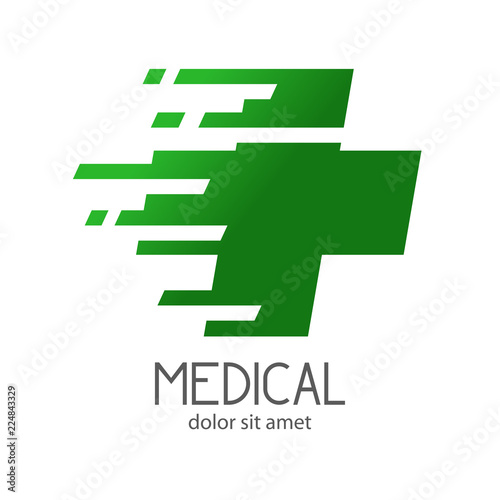 Logotipo MEDICAL con cruz estilo FAST en verde