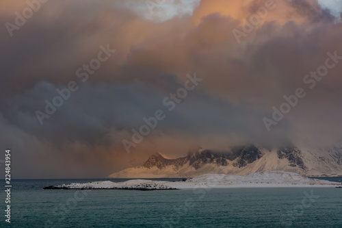 Dramatic Sky over the Winter Norwegian Bay