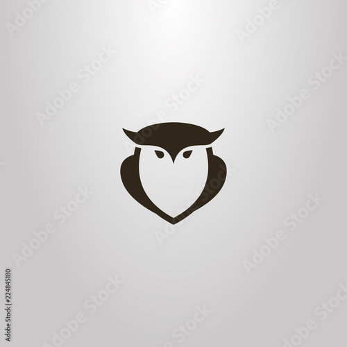 black and white simple vector outline sign of owl bird shape