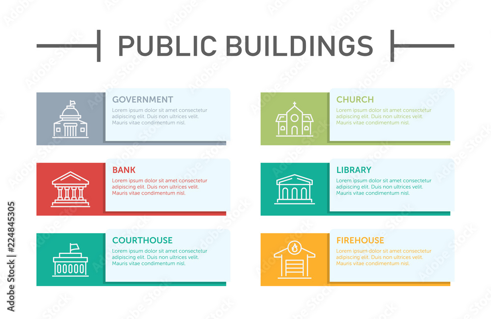 Public Buildings Infographic Icons