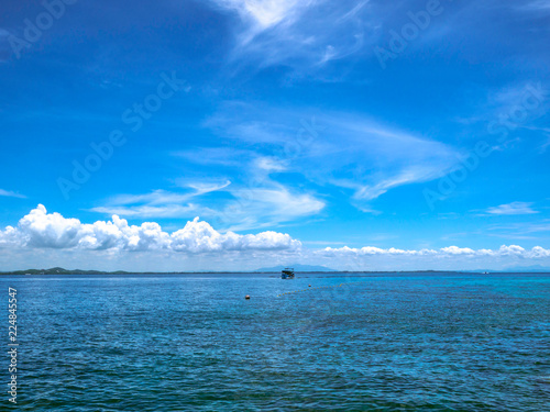 Amazing Idyllic ocean and Beautiful Blue sky in vacation time Holiday on the beach Summer concept.Thailand.