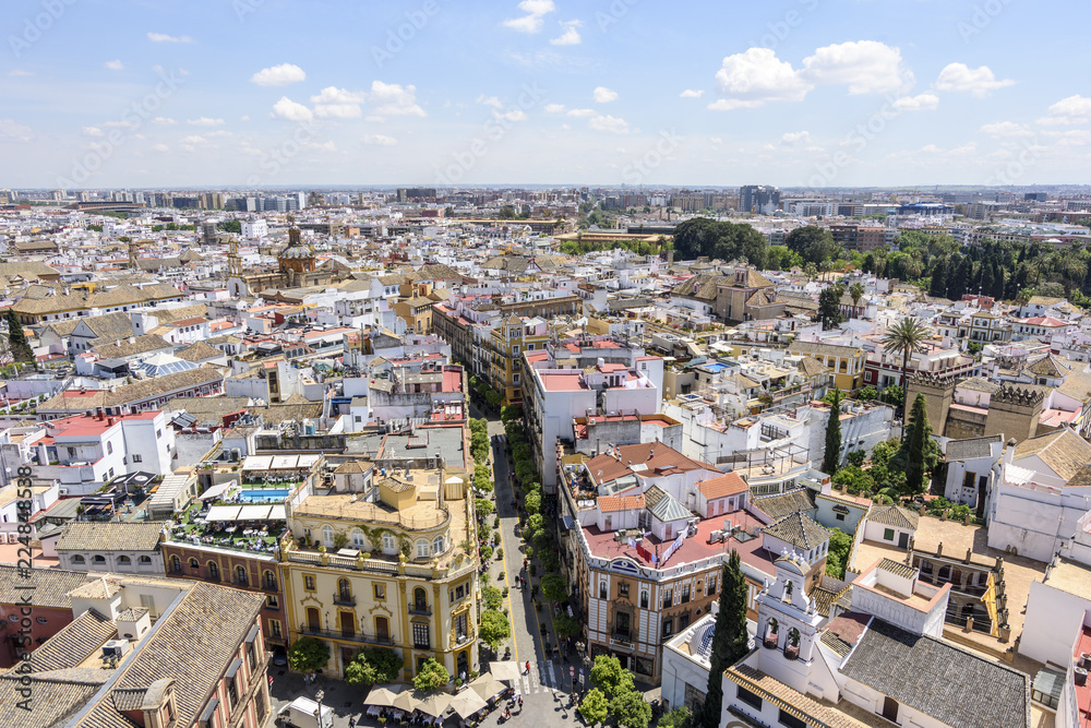 view of the roofs of Seville, Andalusia, Spain.
