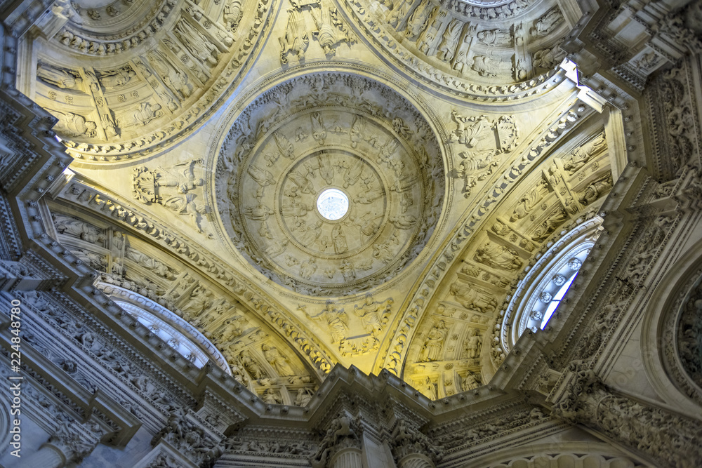
details of the inside of the cathedral of Seville, Andalucia, Spain.