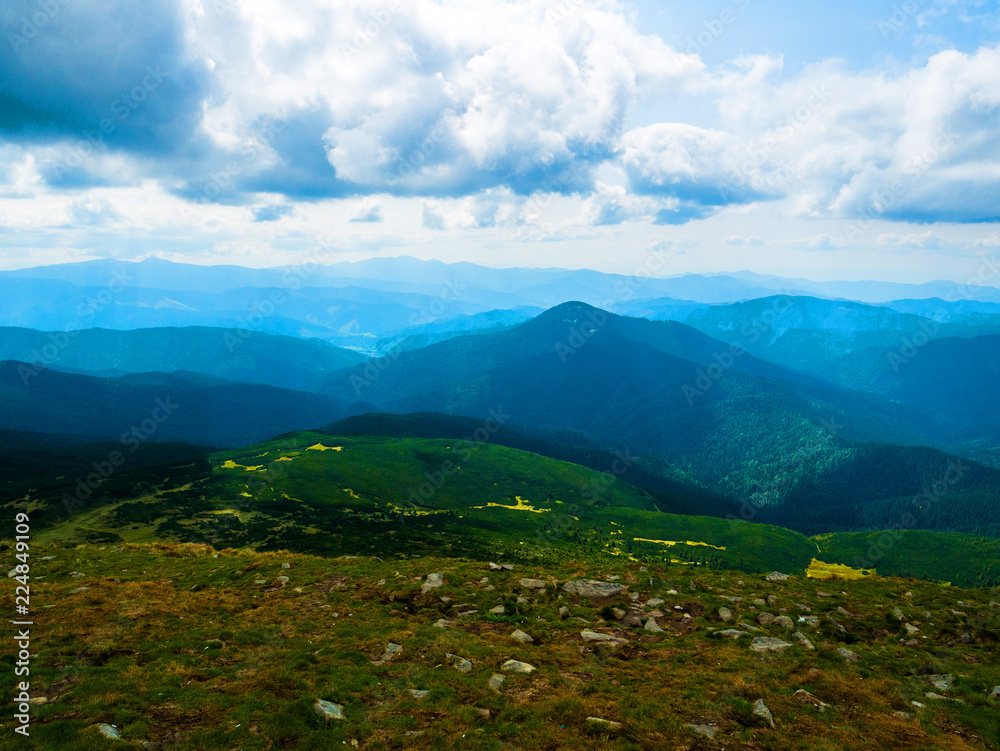 Fototapeta premium View, mountain, ridge, height, bird, flight,