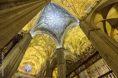 
details of the inside of the cathedral of Seville, Andalucia, Spain.
