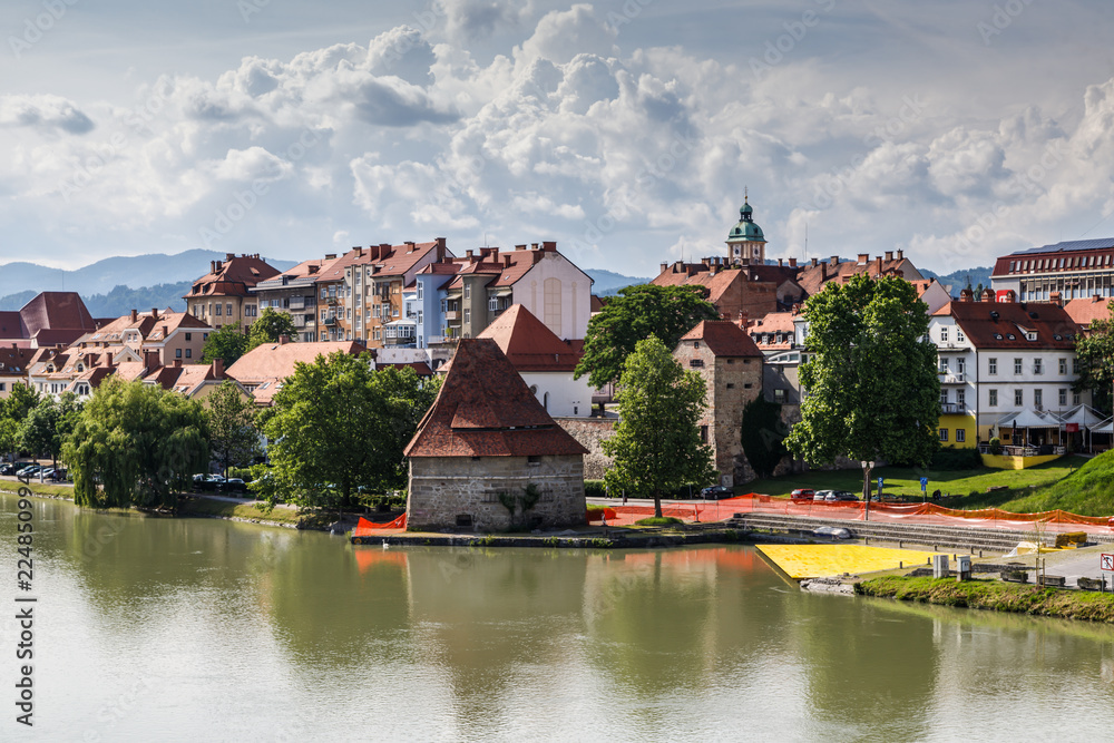 Maribor, Slovenia.View of the old town and the embankment. Travel Slovenia.