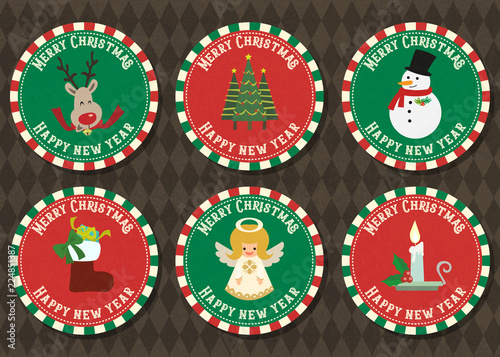 Merry Christmas and Happy new year vector badge collection.