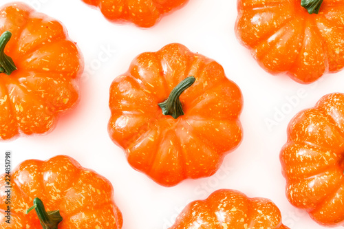 Pumpkin pattern isolated on white background.Top view