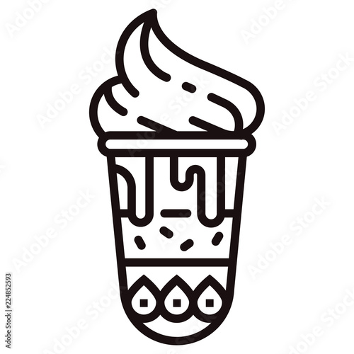 Ice-cream sundae Line illustration