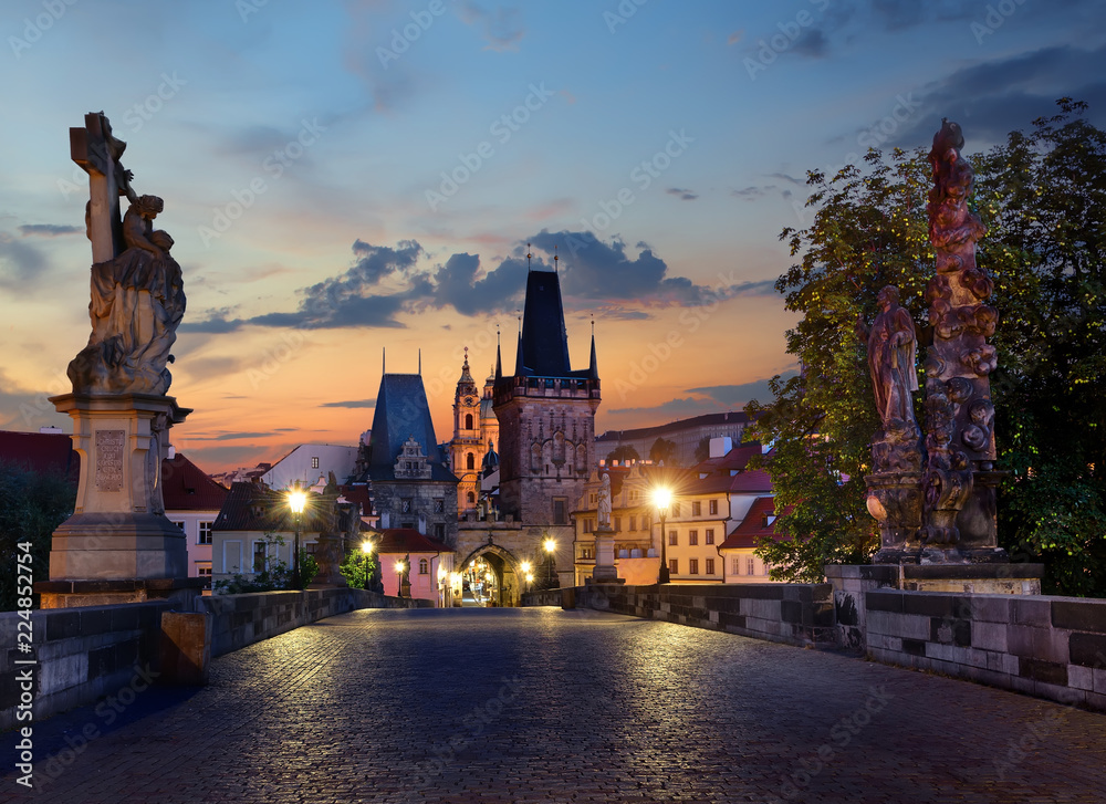 Fototapeta premium lights on Charles Bridge
