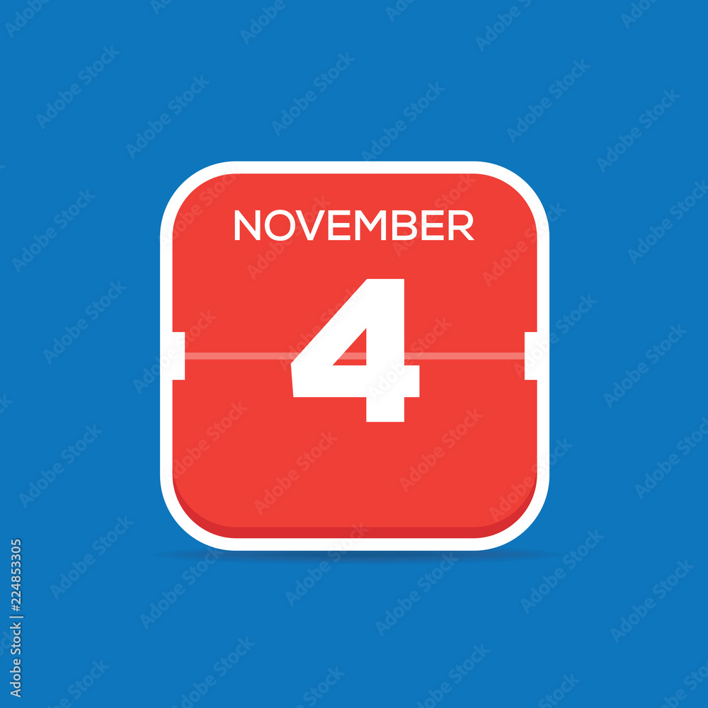 November 4 Calendar Flat Icon November 4 Calendar Flat Icon