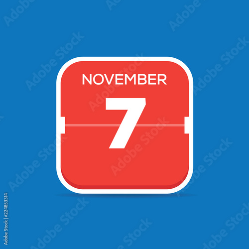 November 7 Calendar Flat Icon