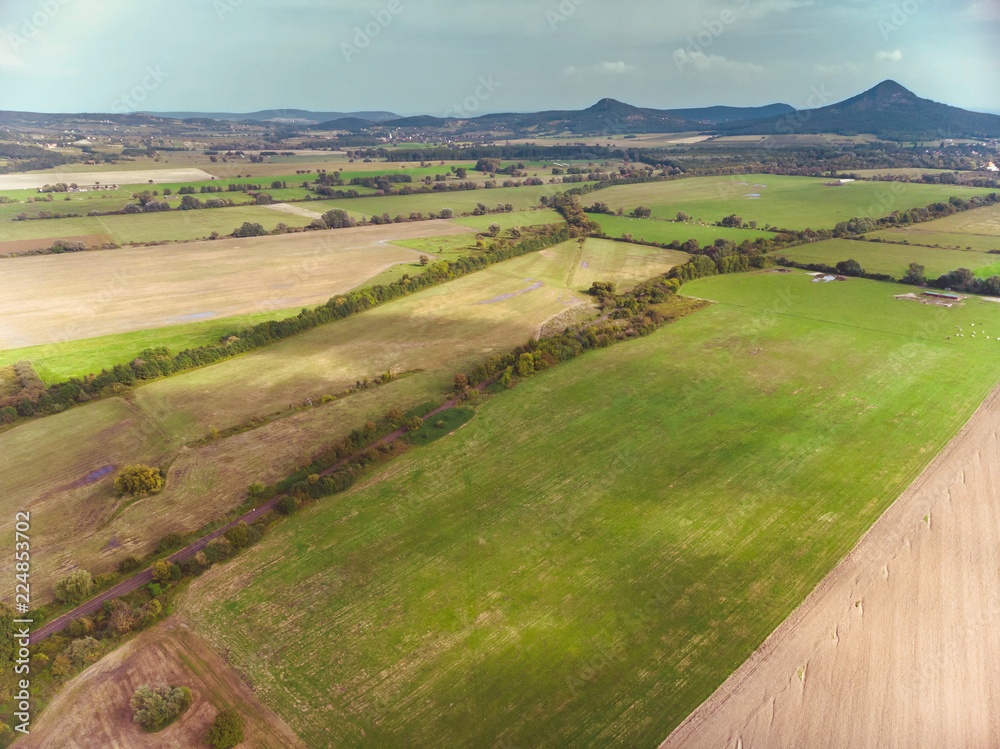 Aerial agricultural picture from a Hungarian landscape , near the lake Balaton