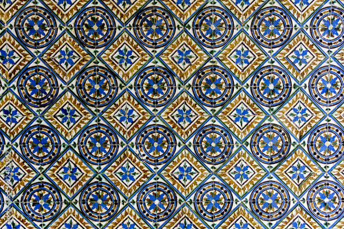 background of Arabic style tiles in Seville  Andalucia  Spain