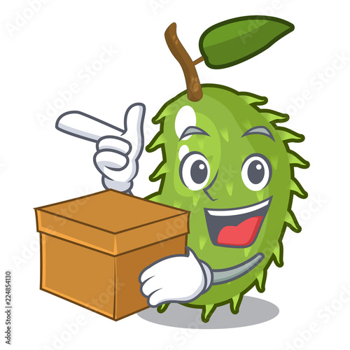 With box character ripe soursop fruits for juice