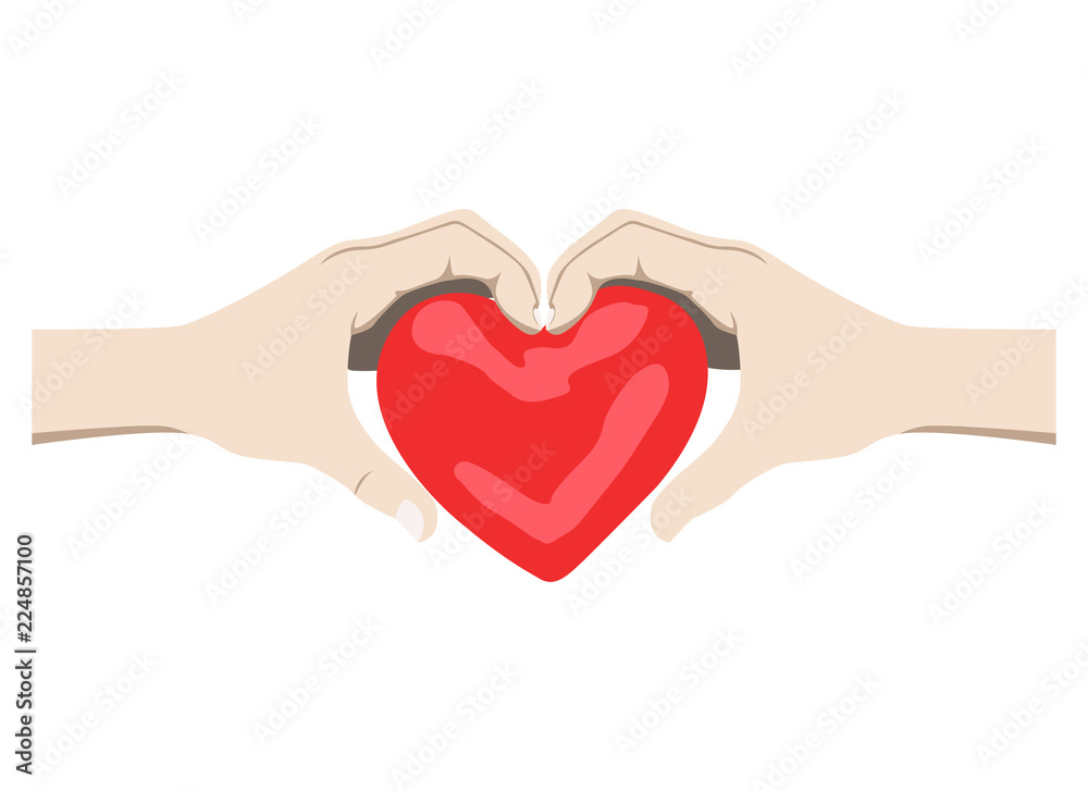 hands holding the heart, vector illustration