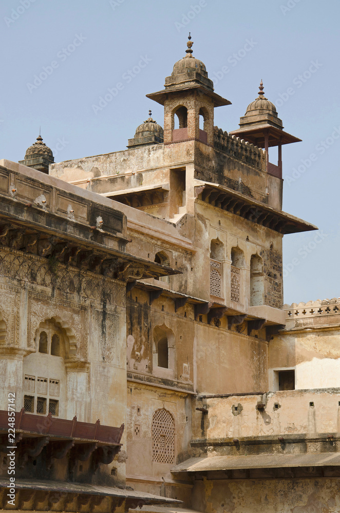 Interior view of Raj Mahal. Orchha Palace Fort Complex. Orchha. Madhya Pradesh.