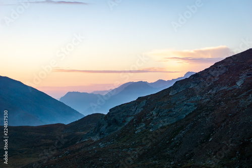 Idyllic sunrise in Adamello Brenta National Park, South Tyrol, Italy