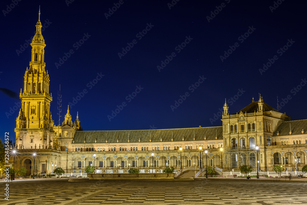 Fototapeta premium view of the Plaza de España in Seville at night in Andalucia, Spain