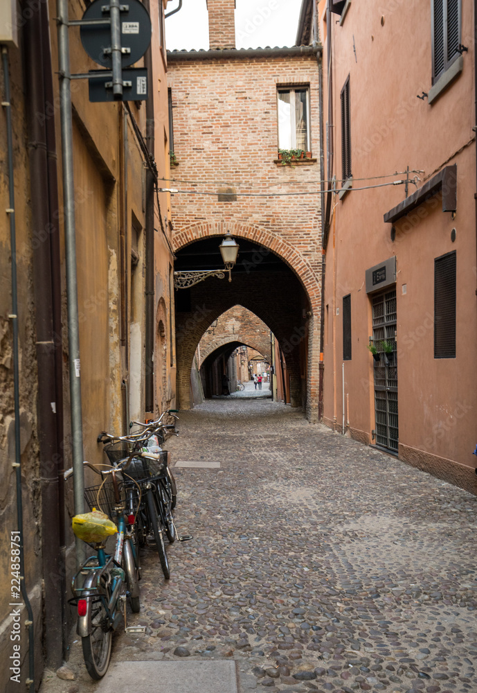  Via delle Volte of Ferrara in the medieval quarter. Emilia-Romagna. Italy.