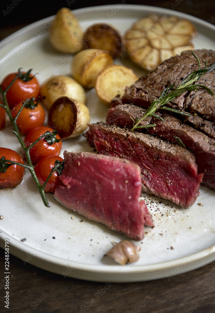 Rare fillet of steak food photography recipe idea